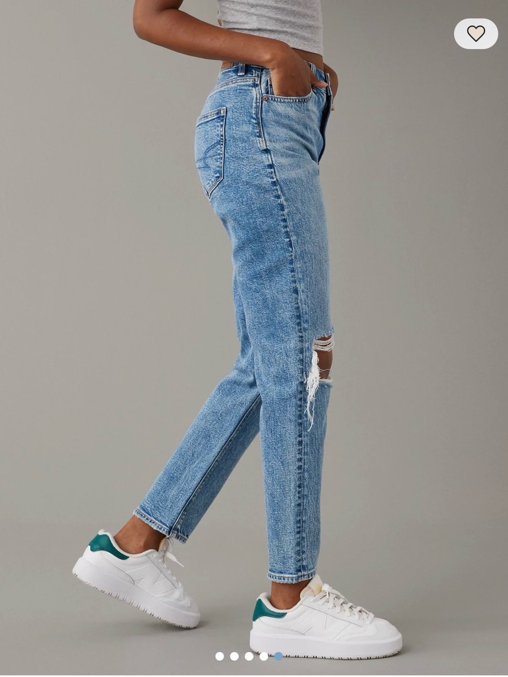 American Eagle Outfitters Ripped Mom Jean - Color: Blown Out Blue - Picture 3 of 6